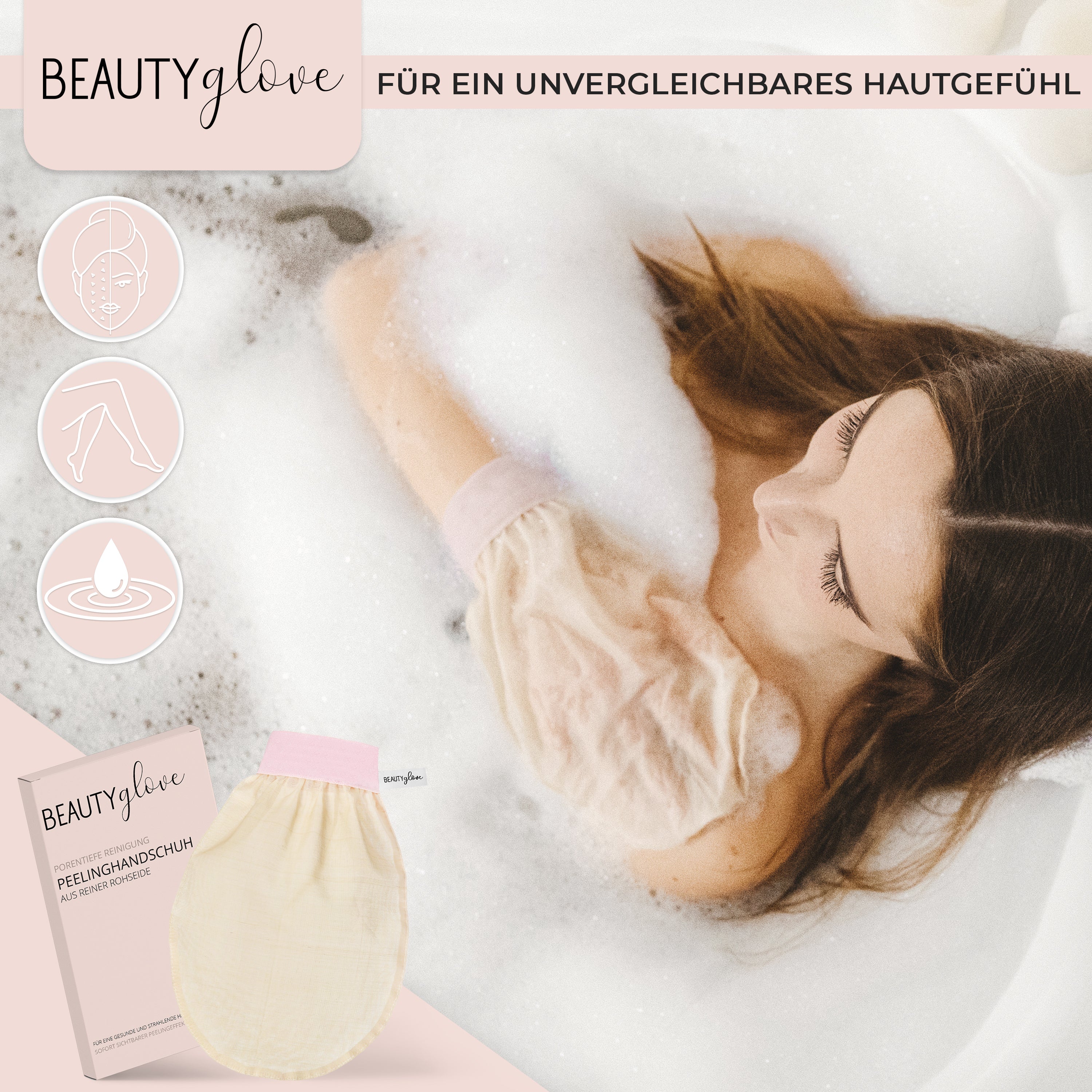 BEAUTYglove BODY + FACE Peelinghandschuhe aus natürlicher türkischer Seide