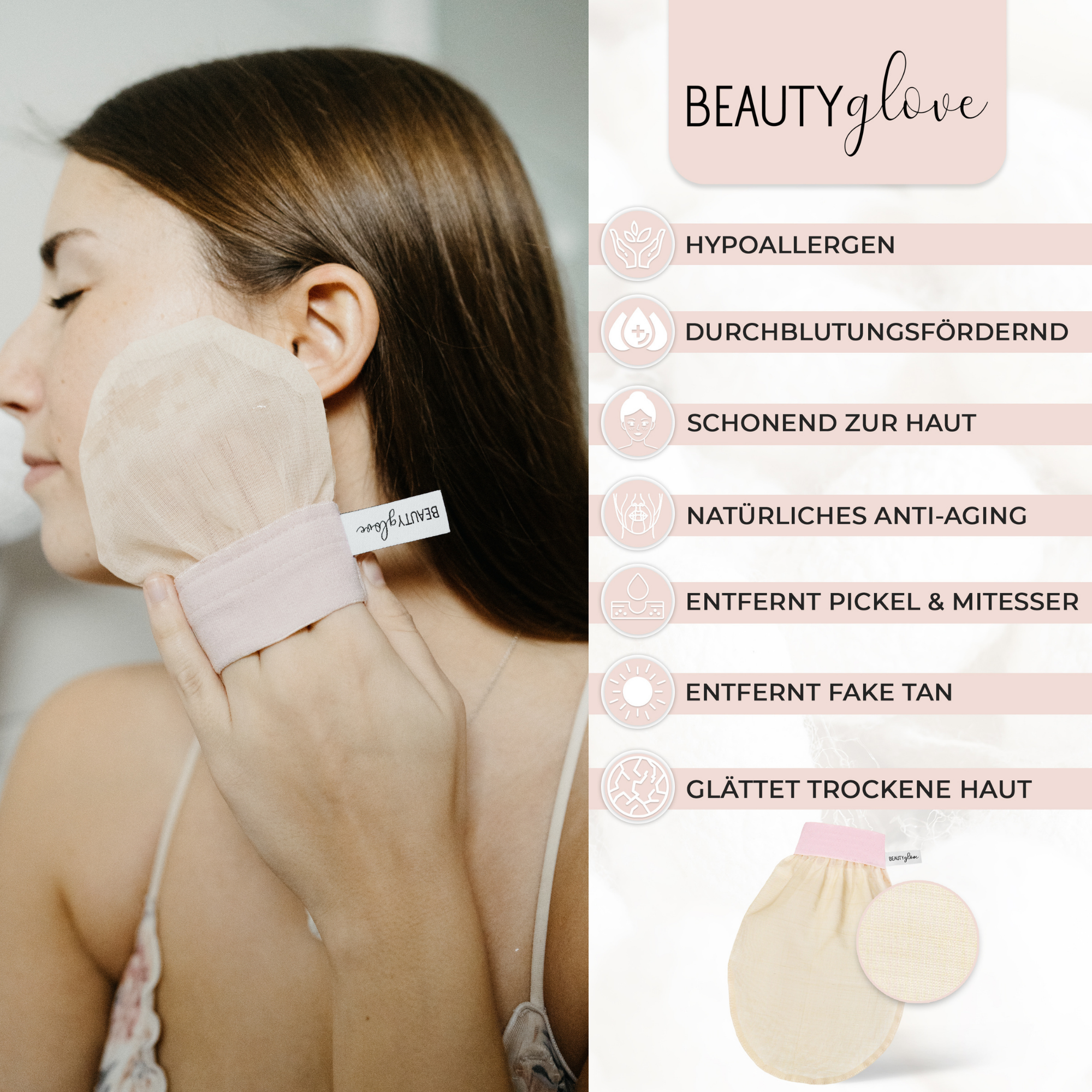 BEAUTYglove BODY + FACE Peelinghandschuhe aus natürlicher türkischer Seide